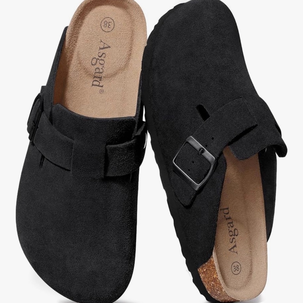 Asgard Women's Clogs Mules Potato Shoes Women's Black Suede Clogs